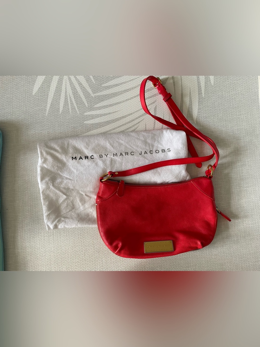 Marc by Marc Jacobs Red Leather Crossbody Purse with Gold Plate
